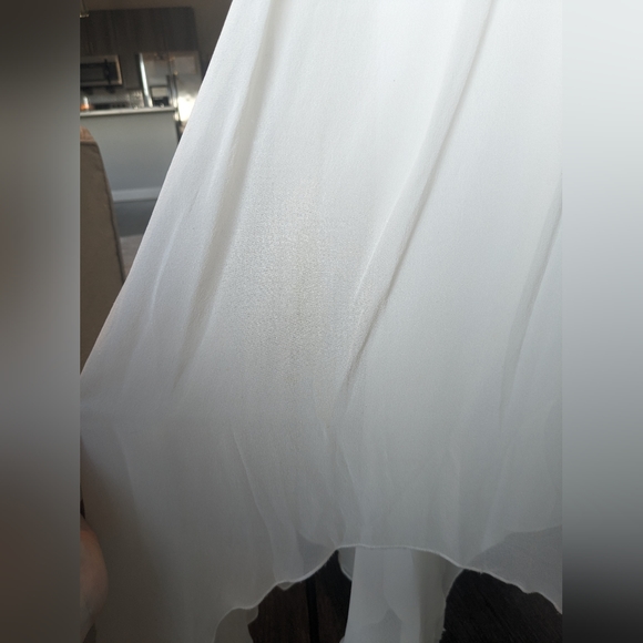 White/Cream-Colored Beaded Silk Dress || Oleg Cassini || Size 6 - Picture 6 of 6